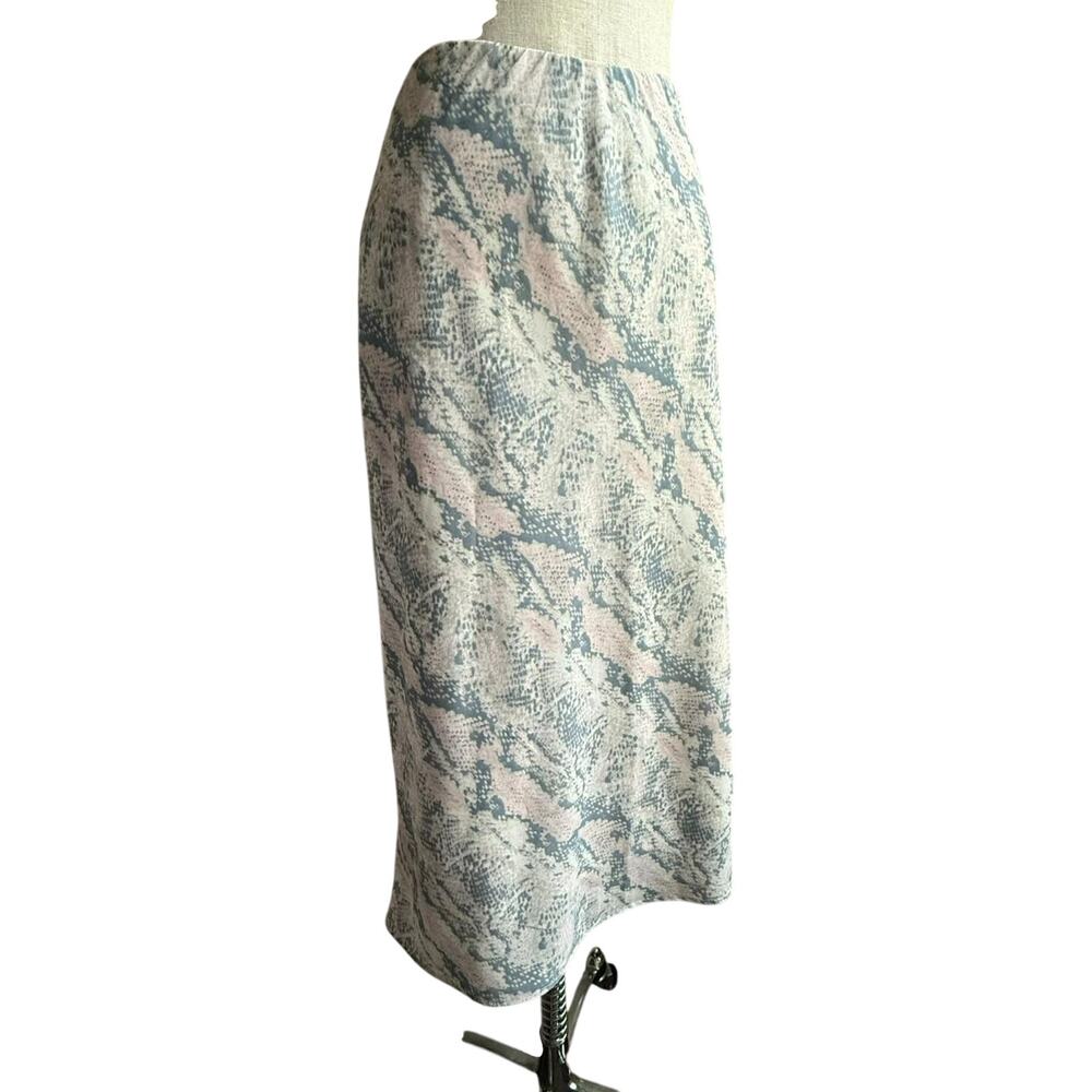 Japna Snake Print Mesh Slip Skirt Medium Elastic Waist Midi Size M